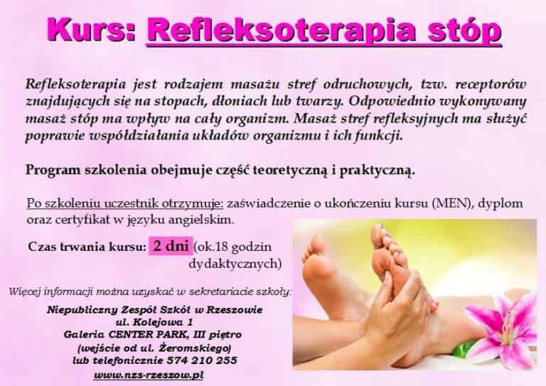 Refleksoterapia Stóp Nzs W Rzeszowie Organizuje Kurs Podstawowy 